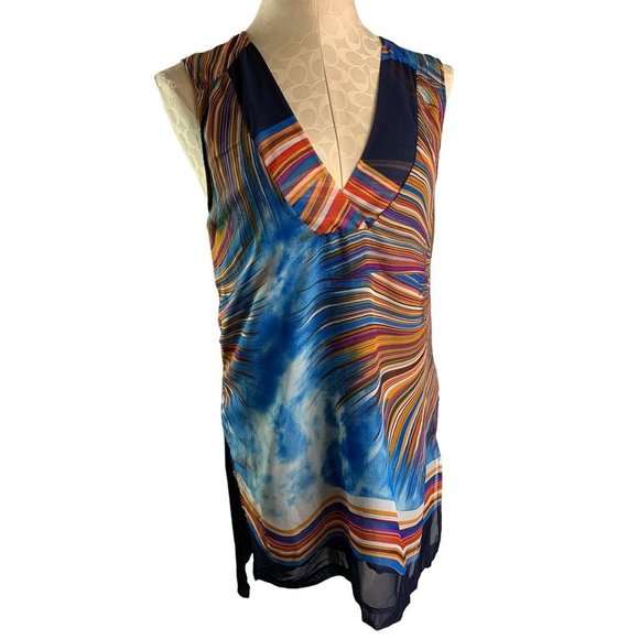 Medium Tiny Anthropologie Women's Shoreline Tunic Sheer V-Neck Sleeveless - Picture 2 of 9